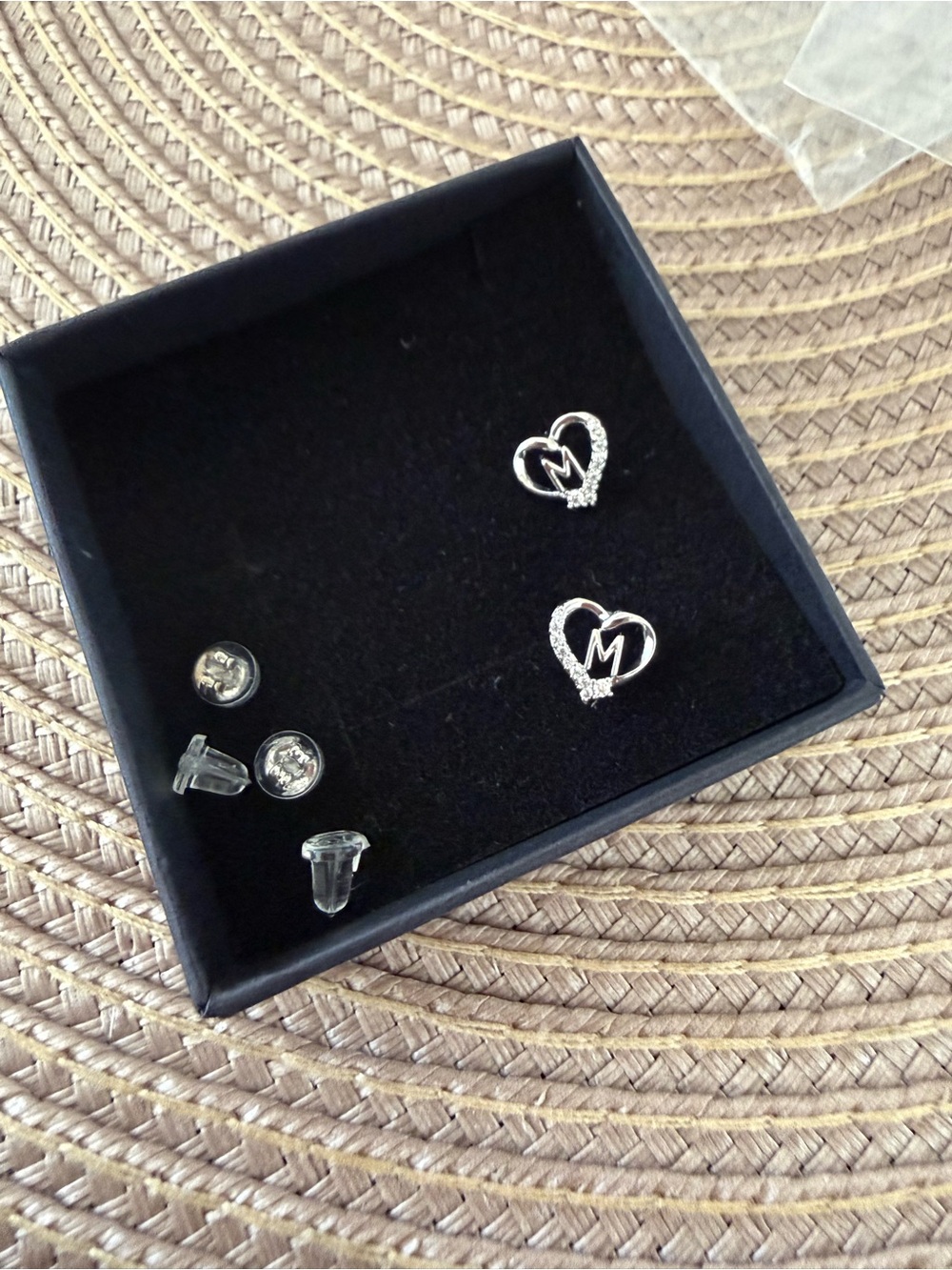 New S925 Letter M Sterling Pierced Earrings